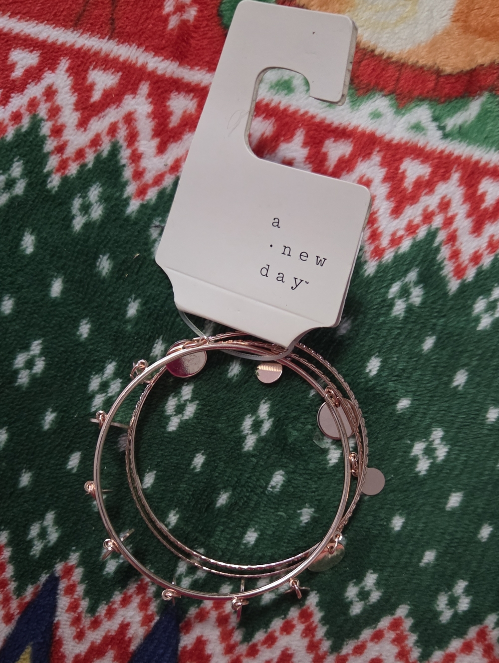 a new day Rose Gold Disc & Beaded Bangle Bracelets NWT